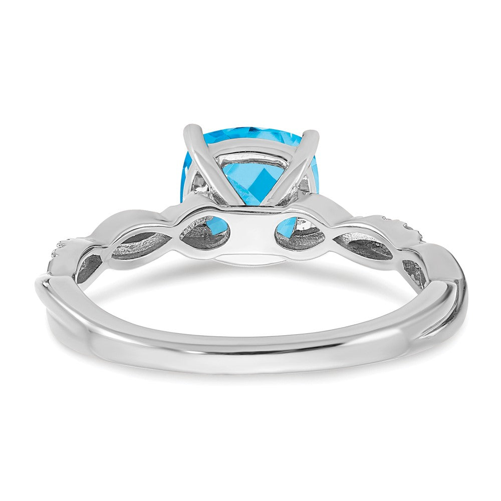 Sterling Silver Blue Topaz and Diamond Ring