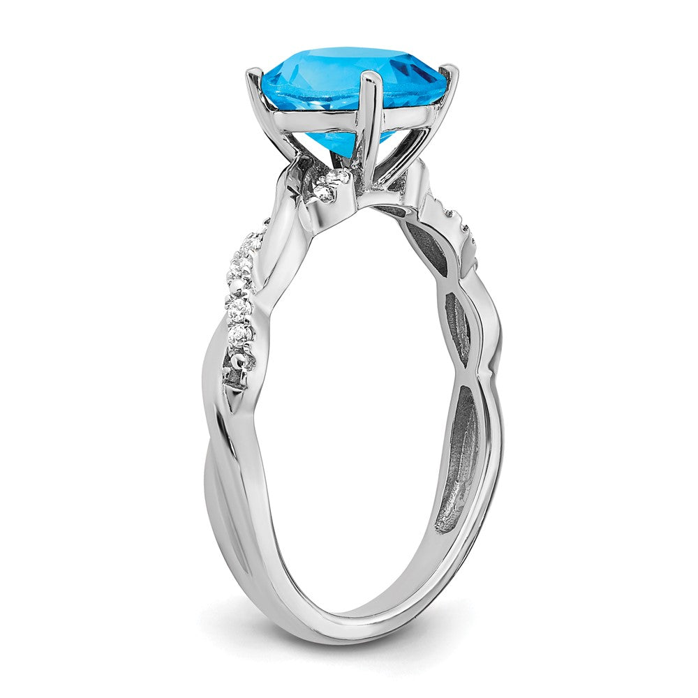 Sterling Silver Blue Topaz and Diamond Ring