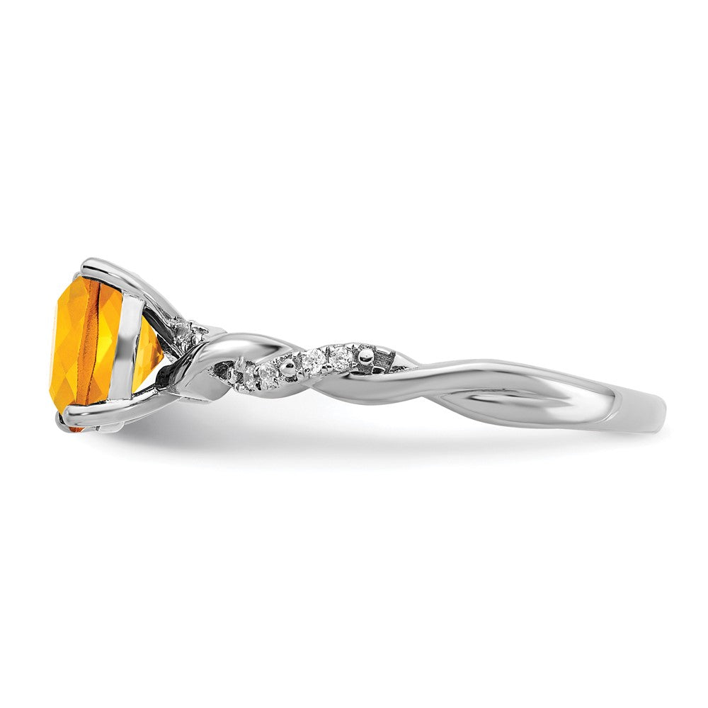 Sterling Silver Citrine and Diamond Ring