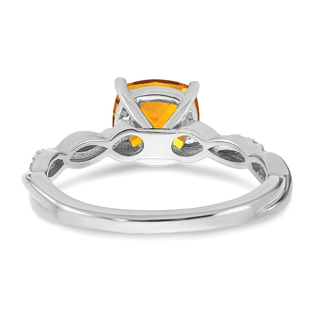 Sterling Silver Citrine and Diamond Ring