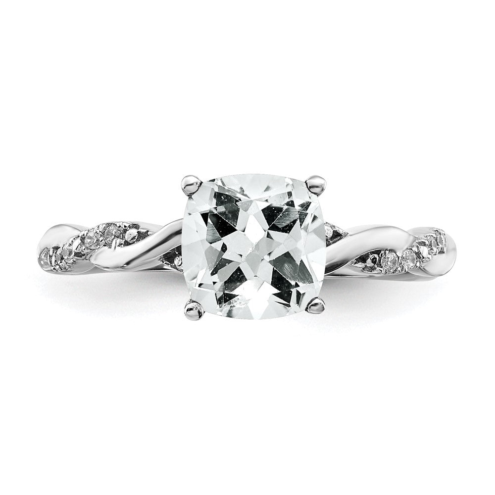 Sterling Silver White Topaz and Diamond Ring