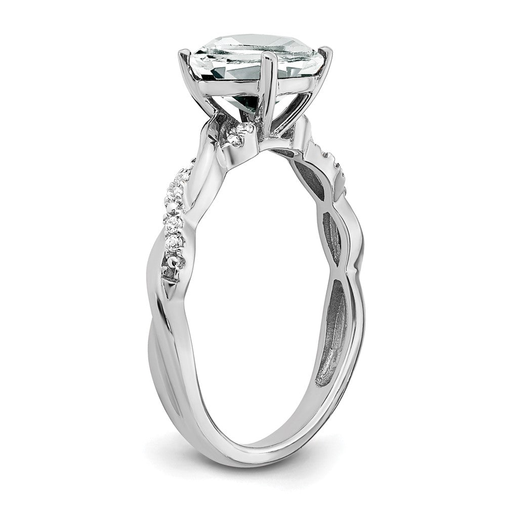 Sterling Silver White Topaz and Diamond Ring