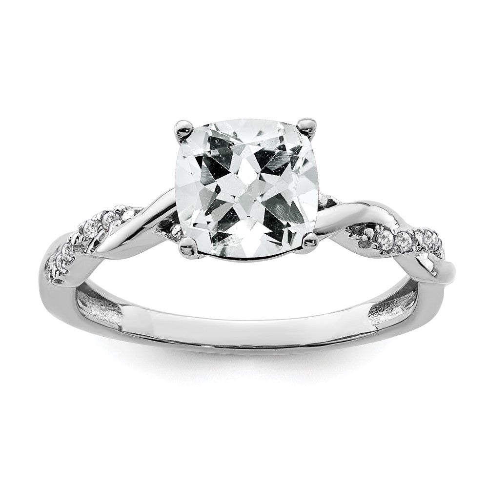 Sterling Silver White Topaz and Diamond Ring