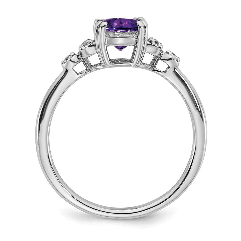 Sterling Silver Amethyst and Diamond Ring