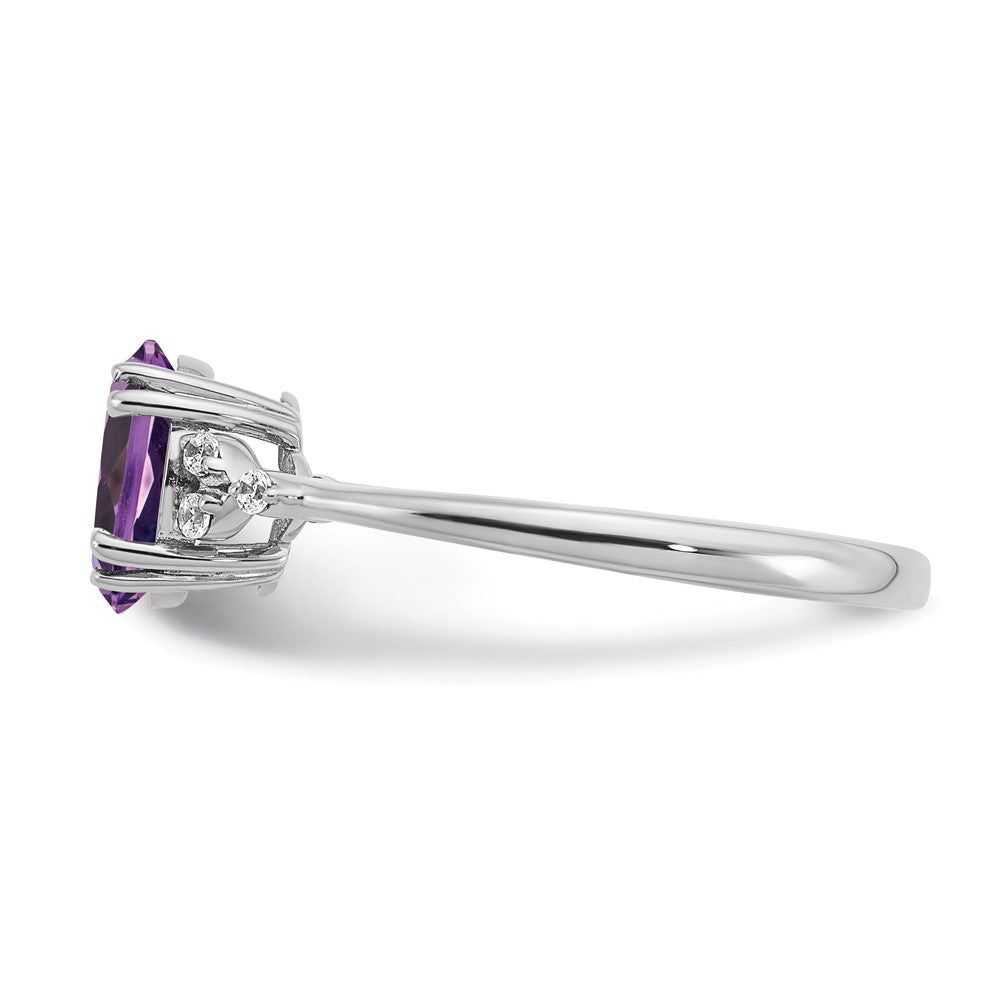 Sterling Silver Amethyst and Diamond Ring