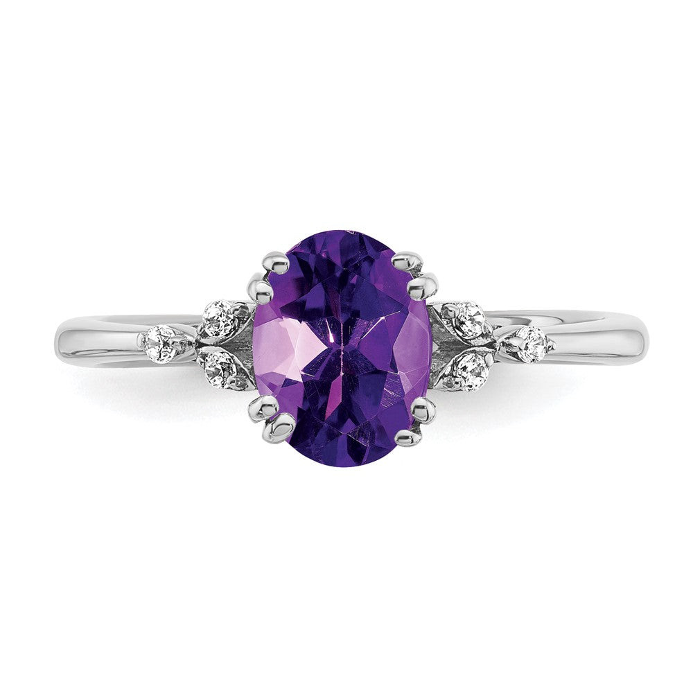 Sterling Silver Amethyst and Diamond Ring