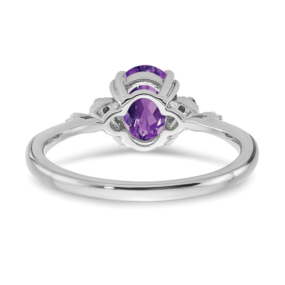 Sterling Silver Amethyst and Diamond Ring