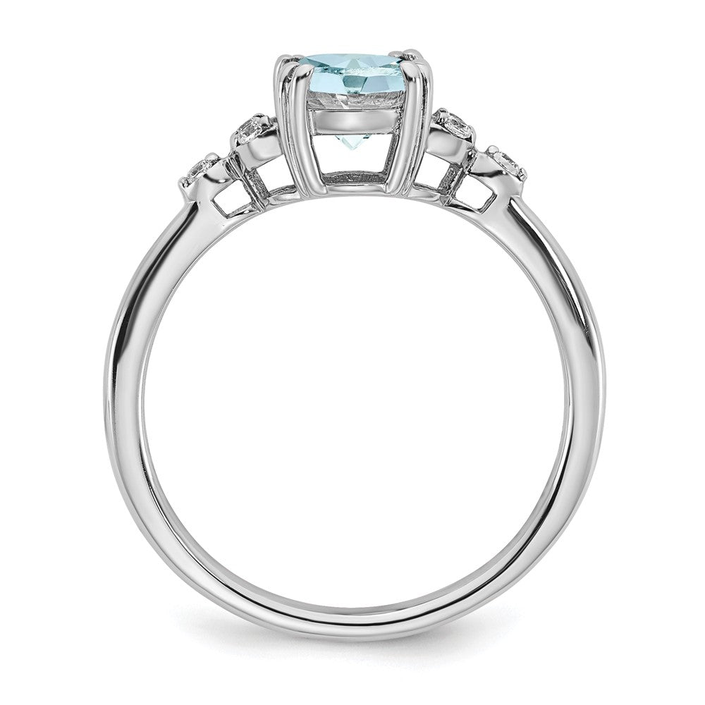 Sterling Silver Aquamarine and Diamond Ring