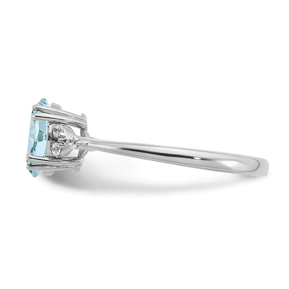 Sterling Silver Aquamarine and Diamond Ring