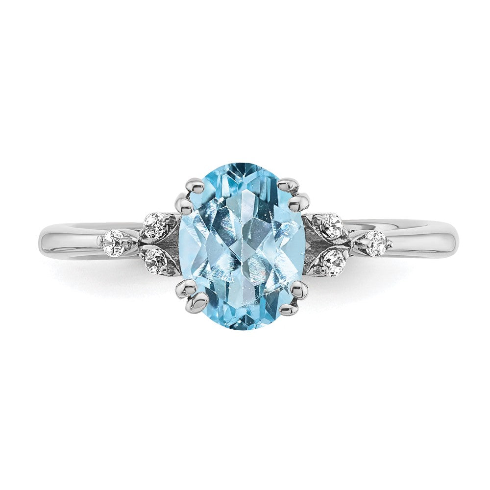 Sterling Silver Aquamarine and Diamond Ring