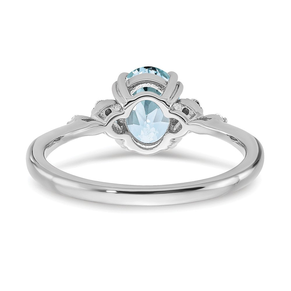 Sterling Silver Aquamarine and Diamond Ring