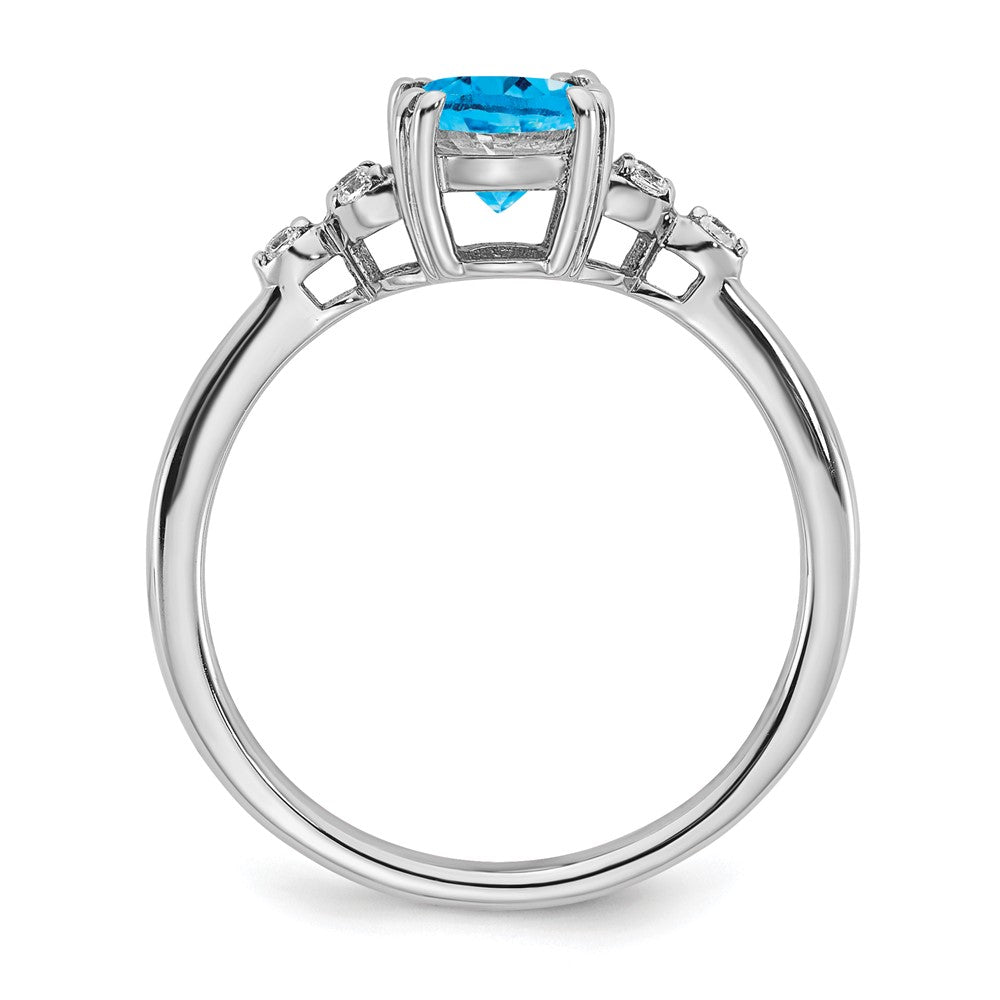 Sterling Silver Blue Topaz and Diamond Ring