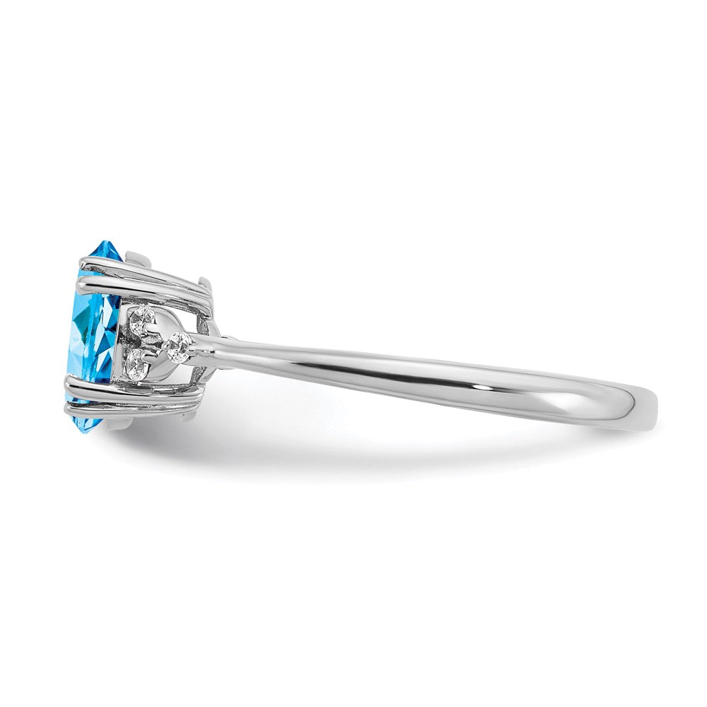 Sterling Silver Blue Topaz and Diamond Ring