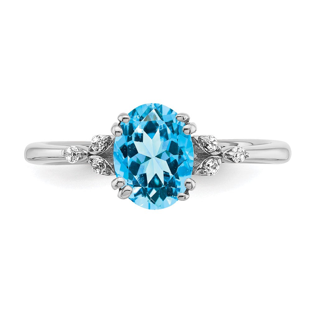 Sterling Silver Blue Topaz and Diamond Ring