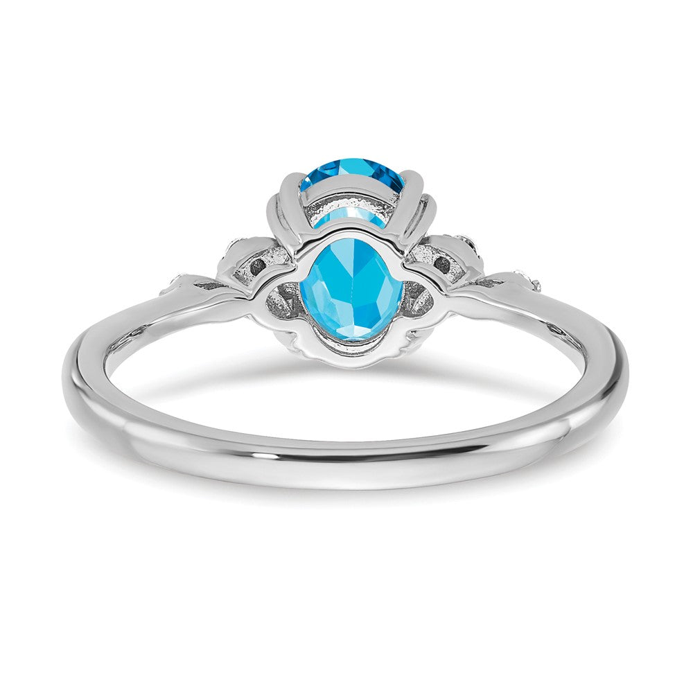 Sterling Silver Blue Topaz and Diamond Ring