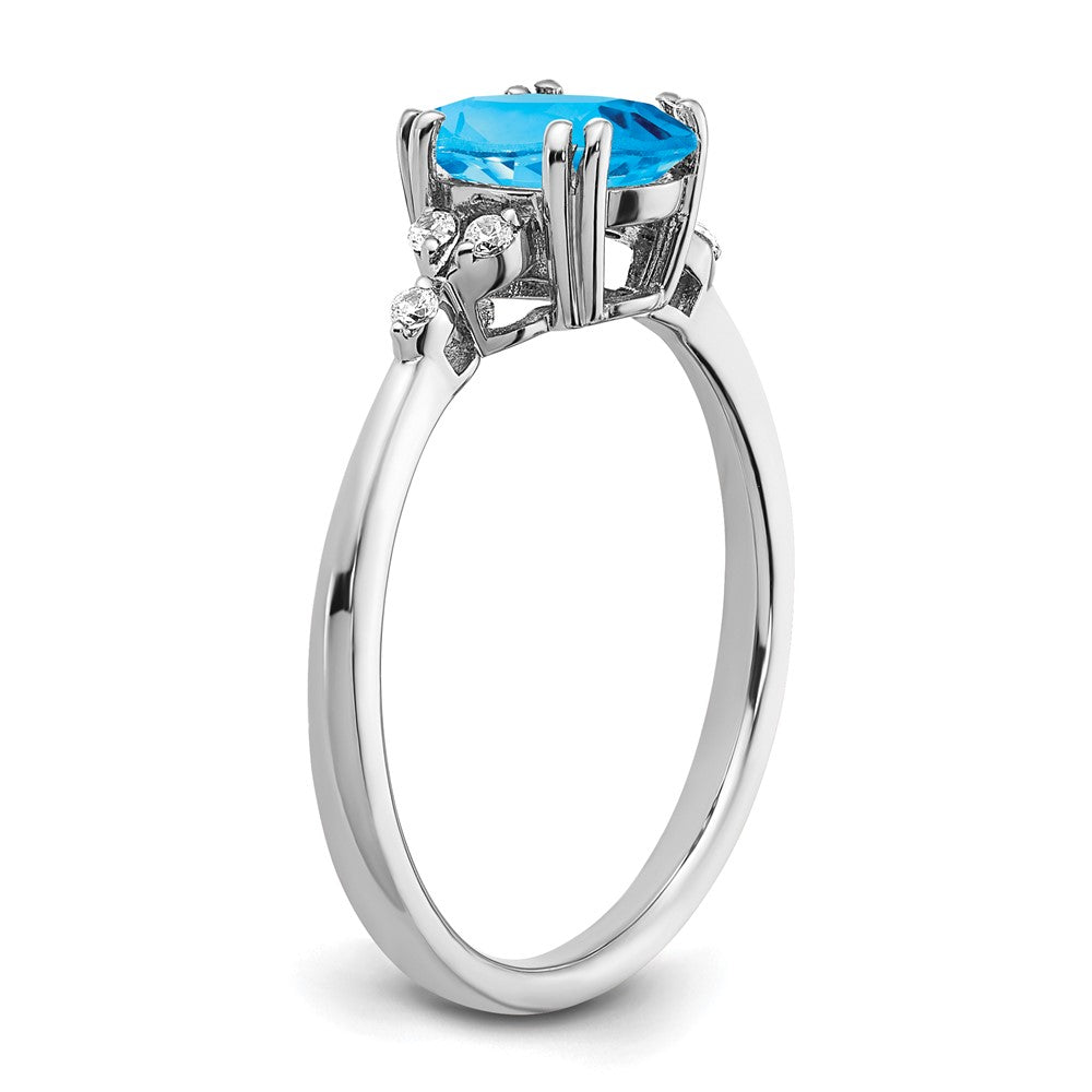 Sterling Silver Blue Topaz and Diamond Ring