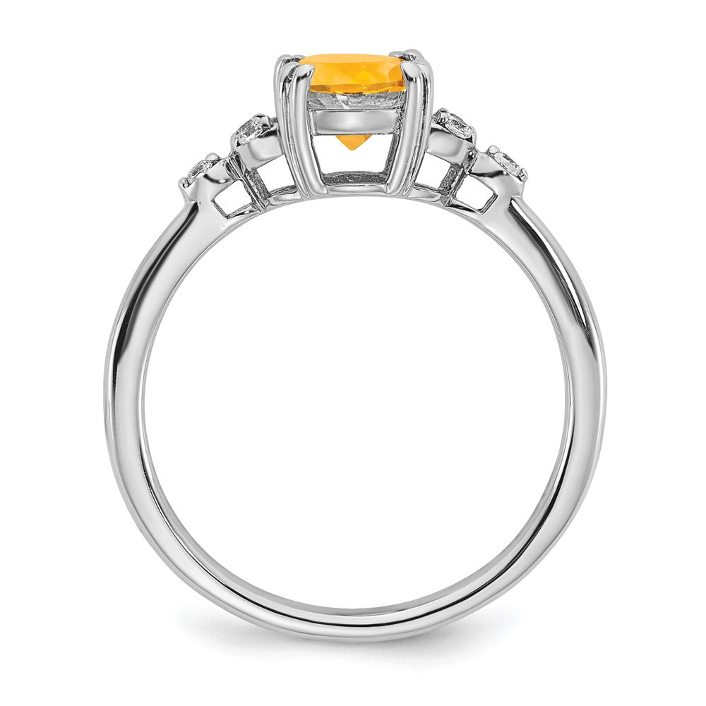 Sterling Silver Citrine and Diamond Ring