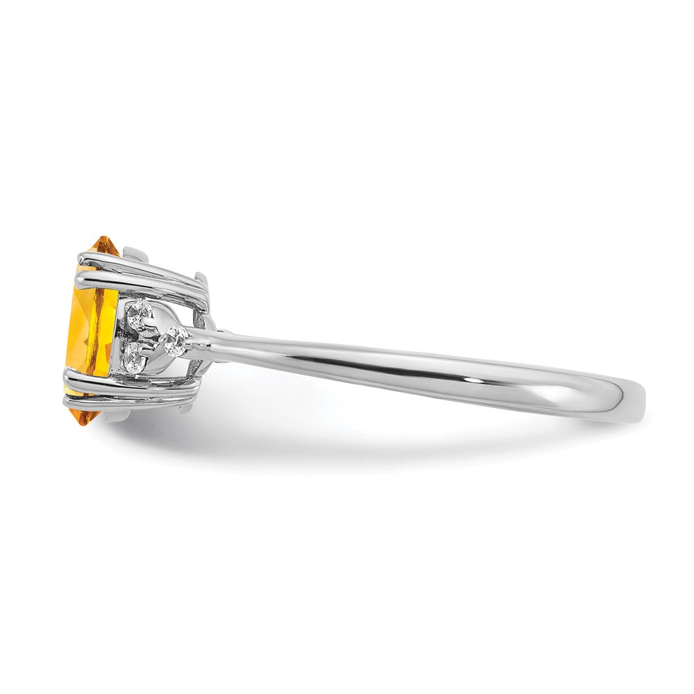 Sterling Silver Citrine and Diamond Ring