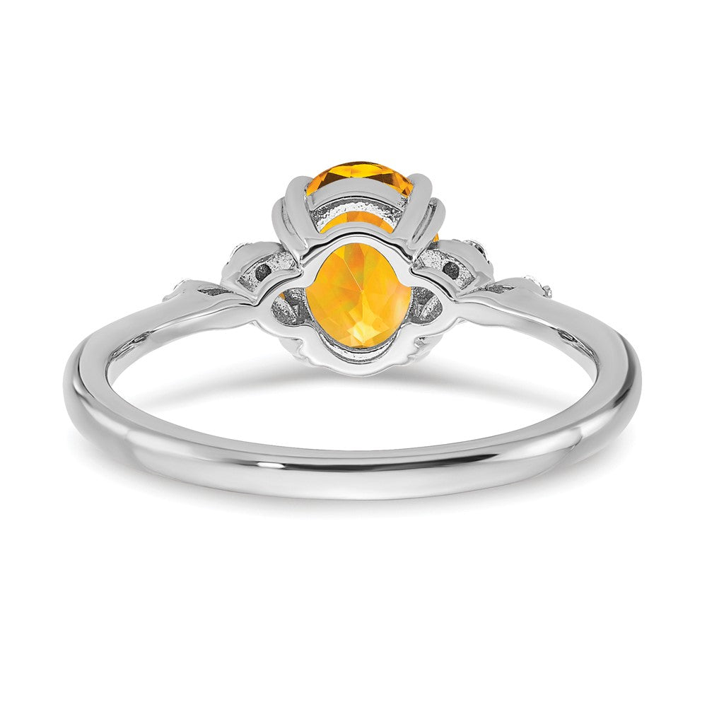 Sterling Silver Citrine and Diamond Ring