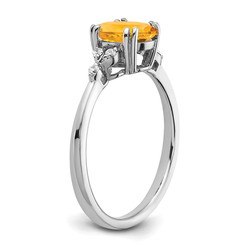 Sterling Silver Citrine and Diamond Ring