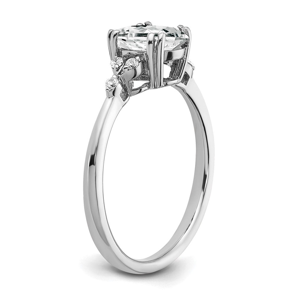 Sterling Silver White Topaz and Diamond Ring