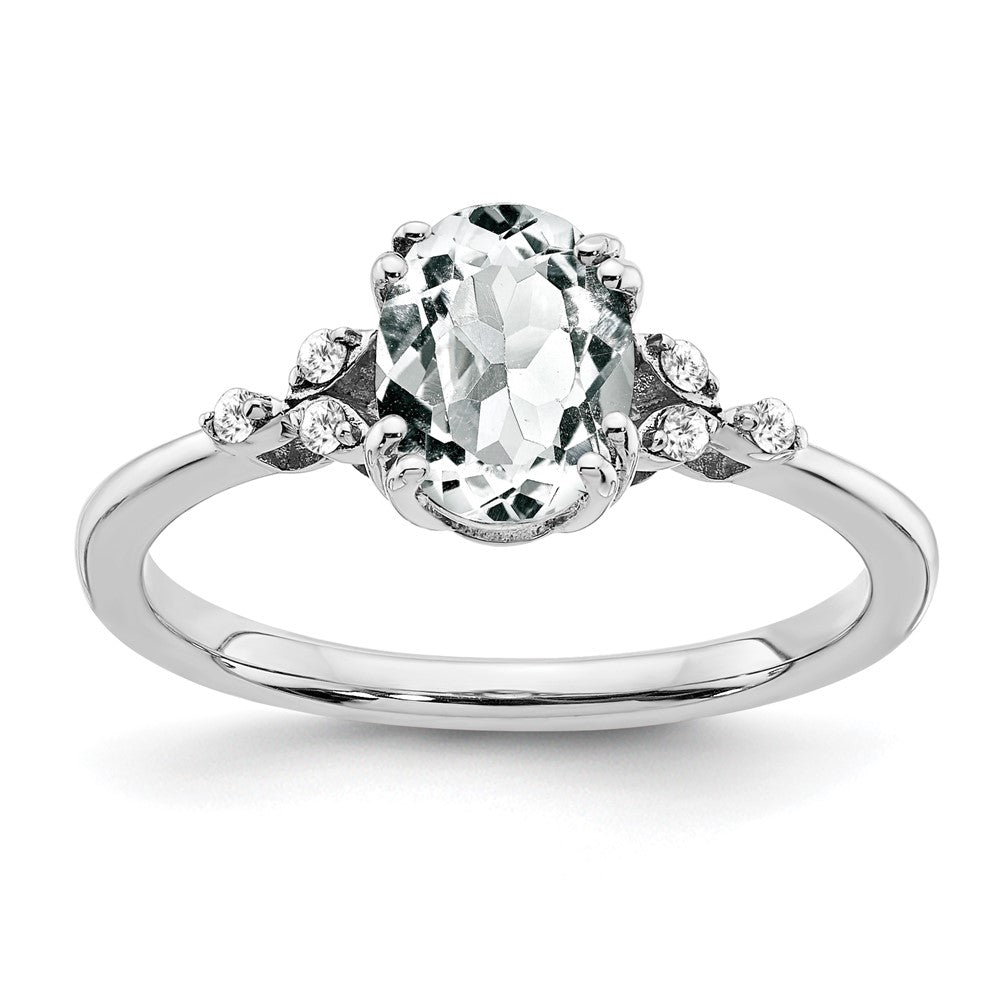 Sterling Silver White Topaz and Diamond Ring