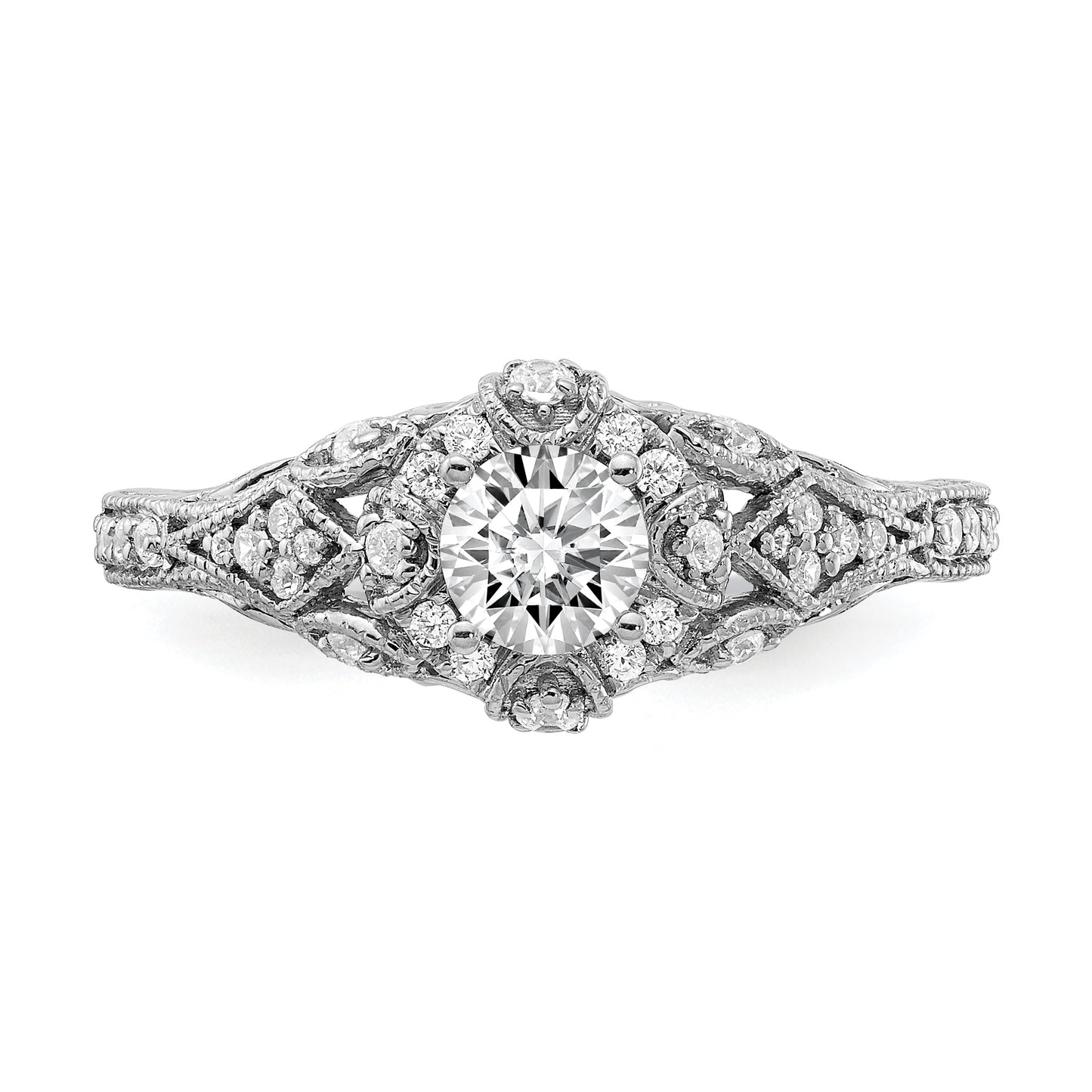 0.40ct. CZ Solid Real 14k White Gold Engagement Ring