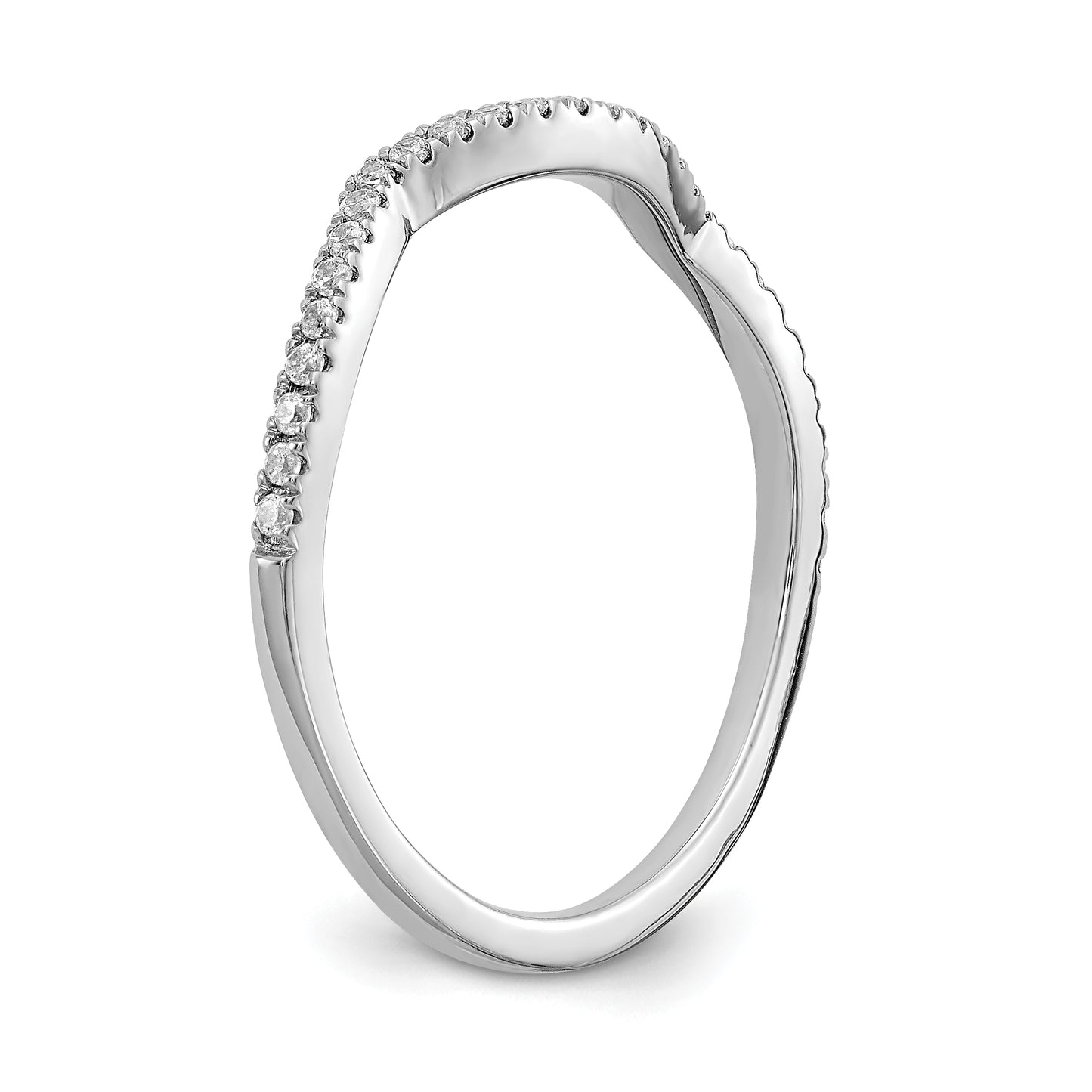 0.14ct. CZ Solid Real 14k White Gold Contoured Wedding Wedding Band Ring