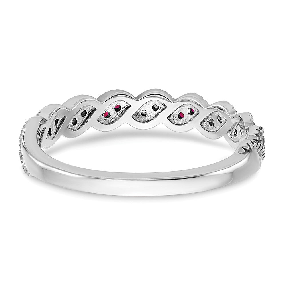 14k White Gold Ruby and Real Diamond Twist Band