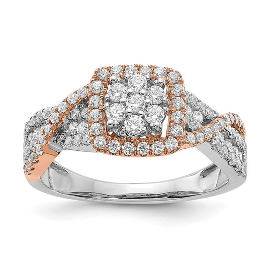 14k White & Rose Gold Real Diamond Fashion Band