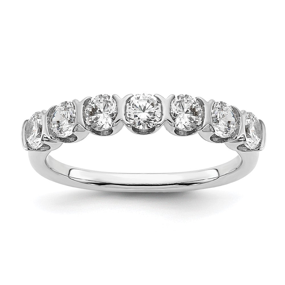 1.01ct. CZ Solid Real 14K White Complete 7-Stone Wedding Wedding Band Ring