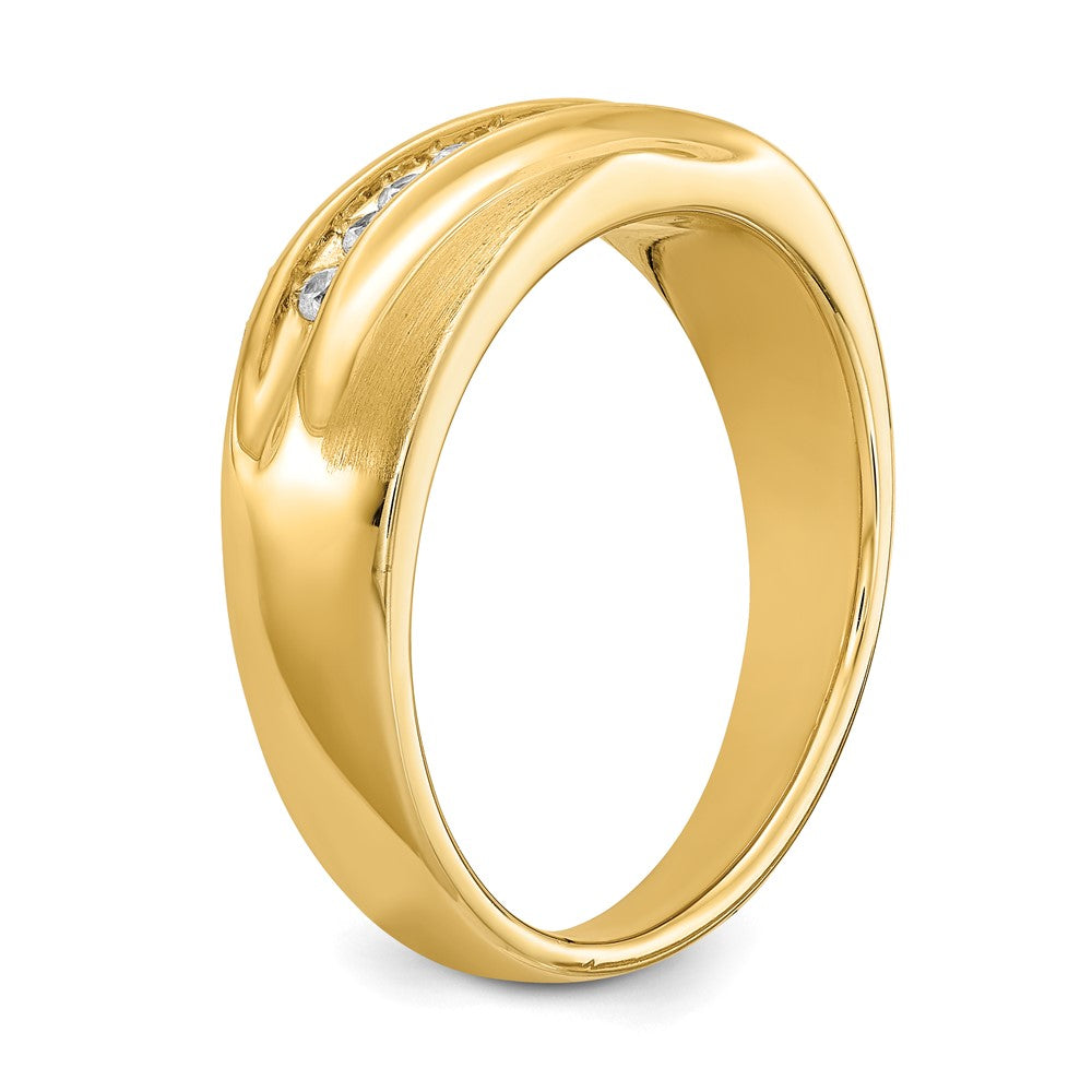 14K Yellow Gold Real Diamond Men's Band : Satin E/W