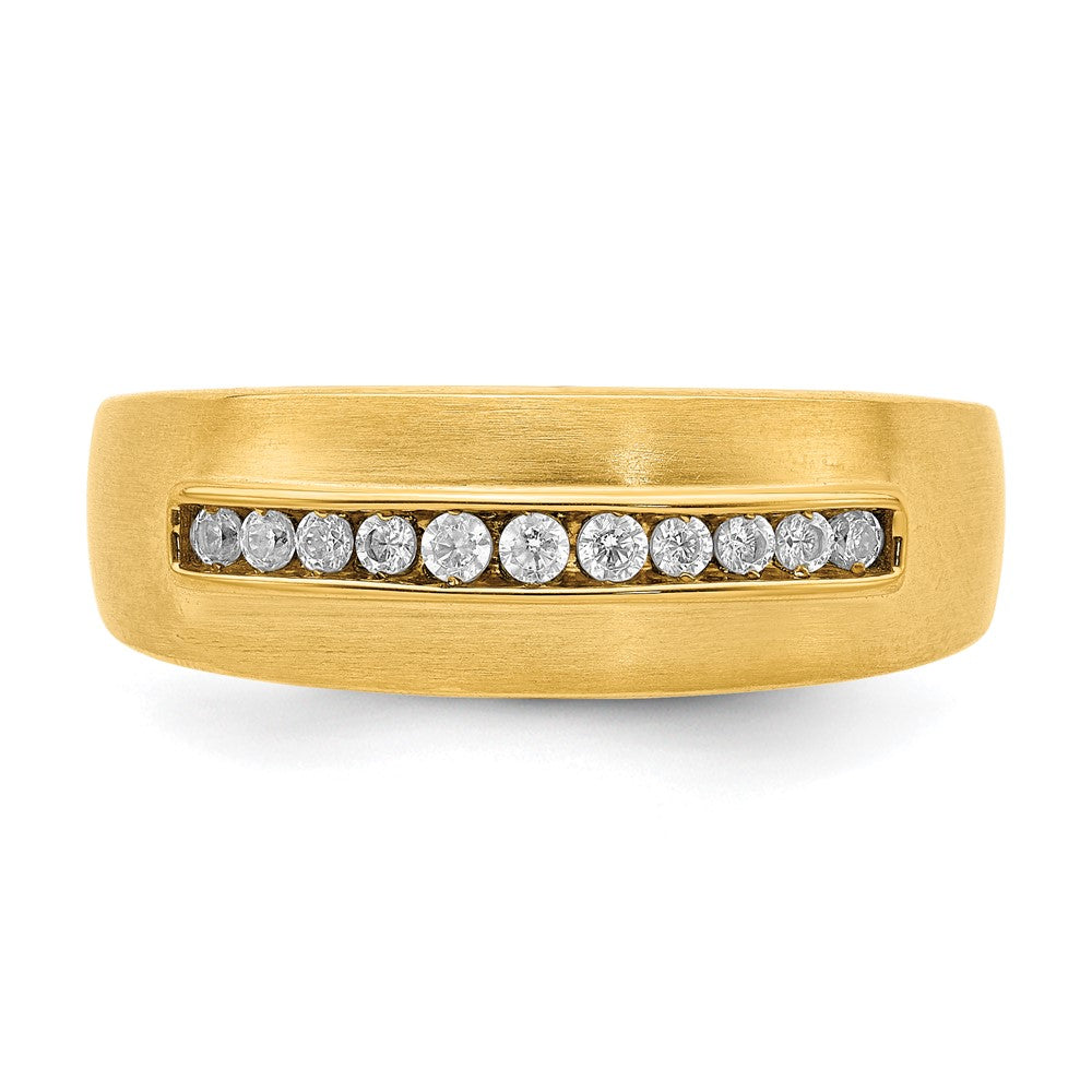 14K Yellow Gold Real Diamond Men's Band