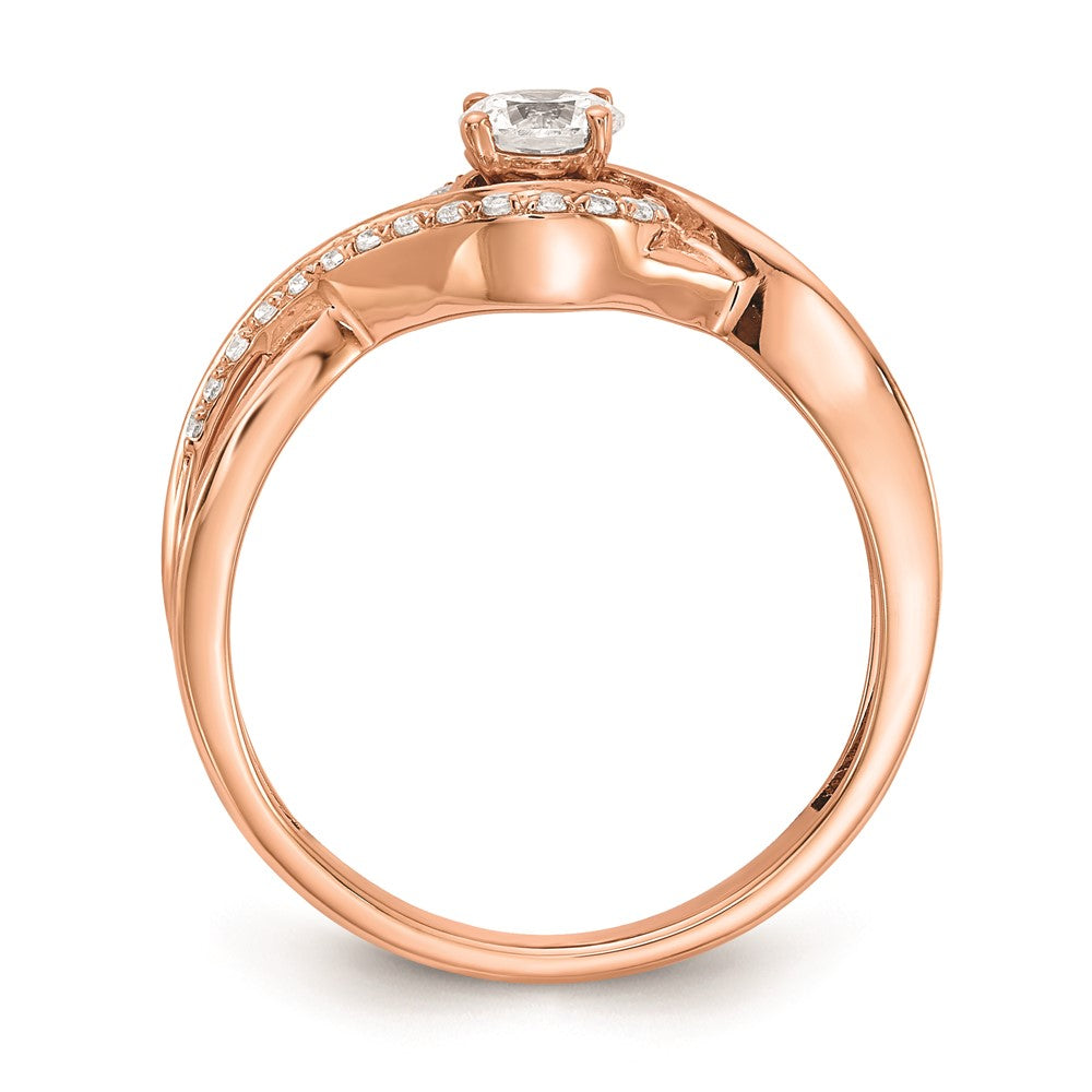 0.33ct. CZ Solid Real 14k Rose Gold Engagement Ring