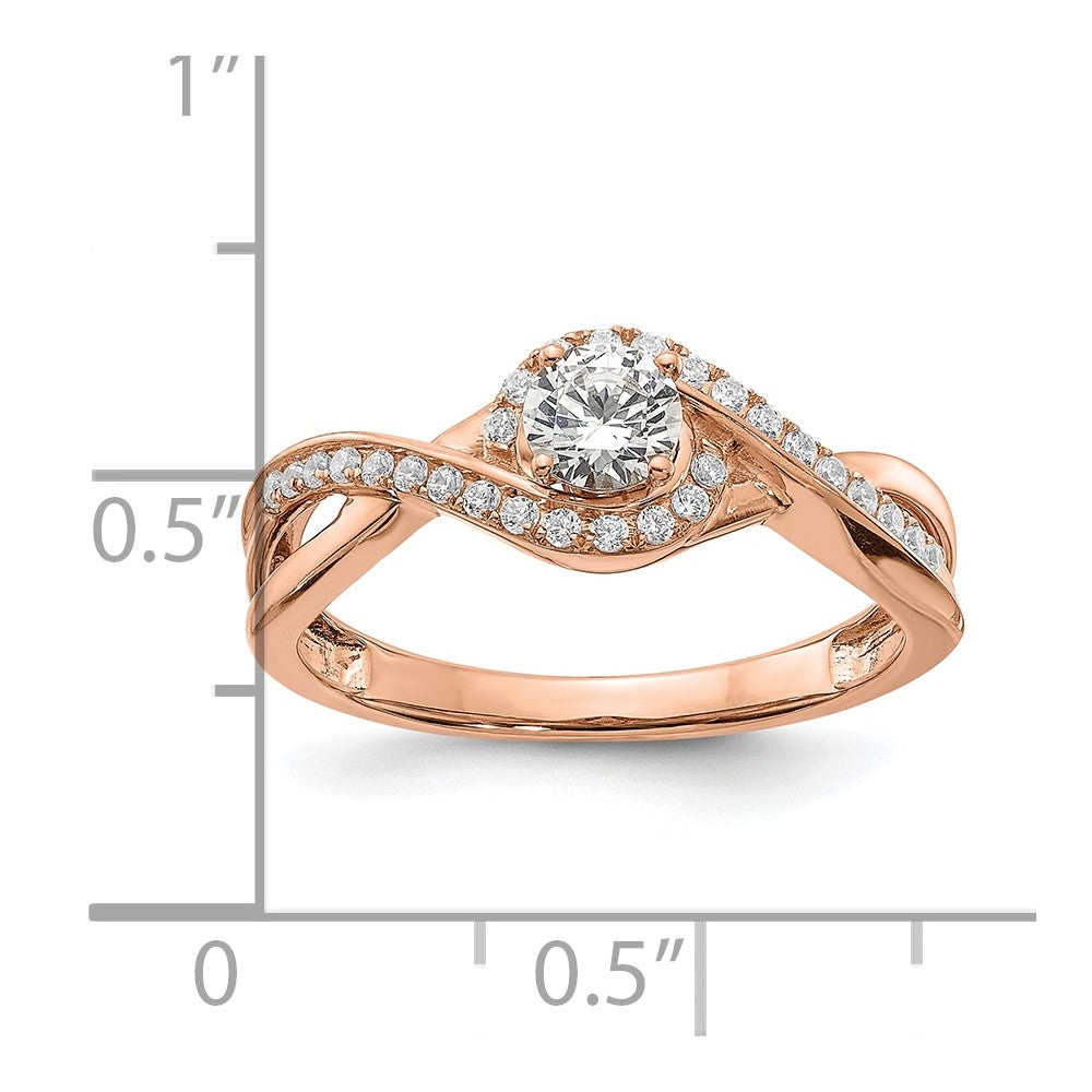 0.33ct. CZ Solid Real 14k Rose Gold Engagement Ring