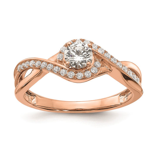 0.33ct. CZ Solid Real 14k Rose Gold Engagement Ring