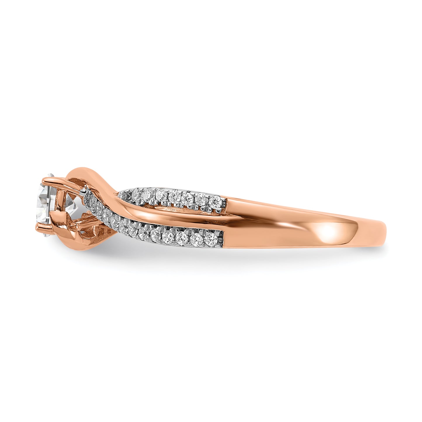 0.33ct. CZ Solid Real 14k Rose Gold Engagement Ring