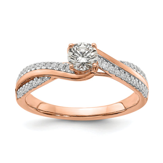 0.33ct. CZ Solid Real 14k Rose Gold Engagement Ring