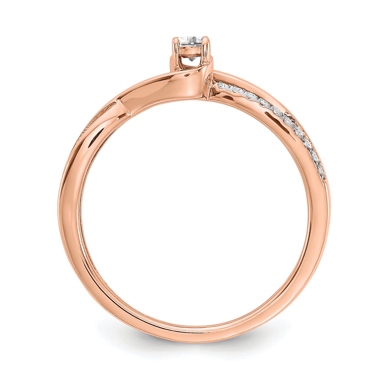 0.36ct. CZ Solid Real 14k Rose Gold Engagement Ring