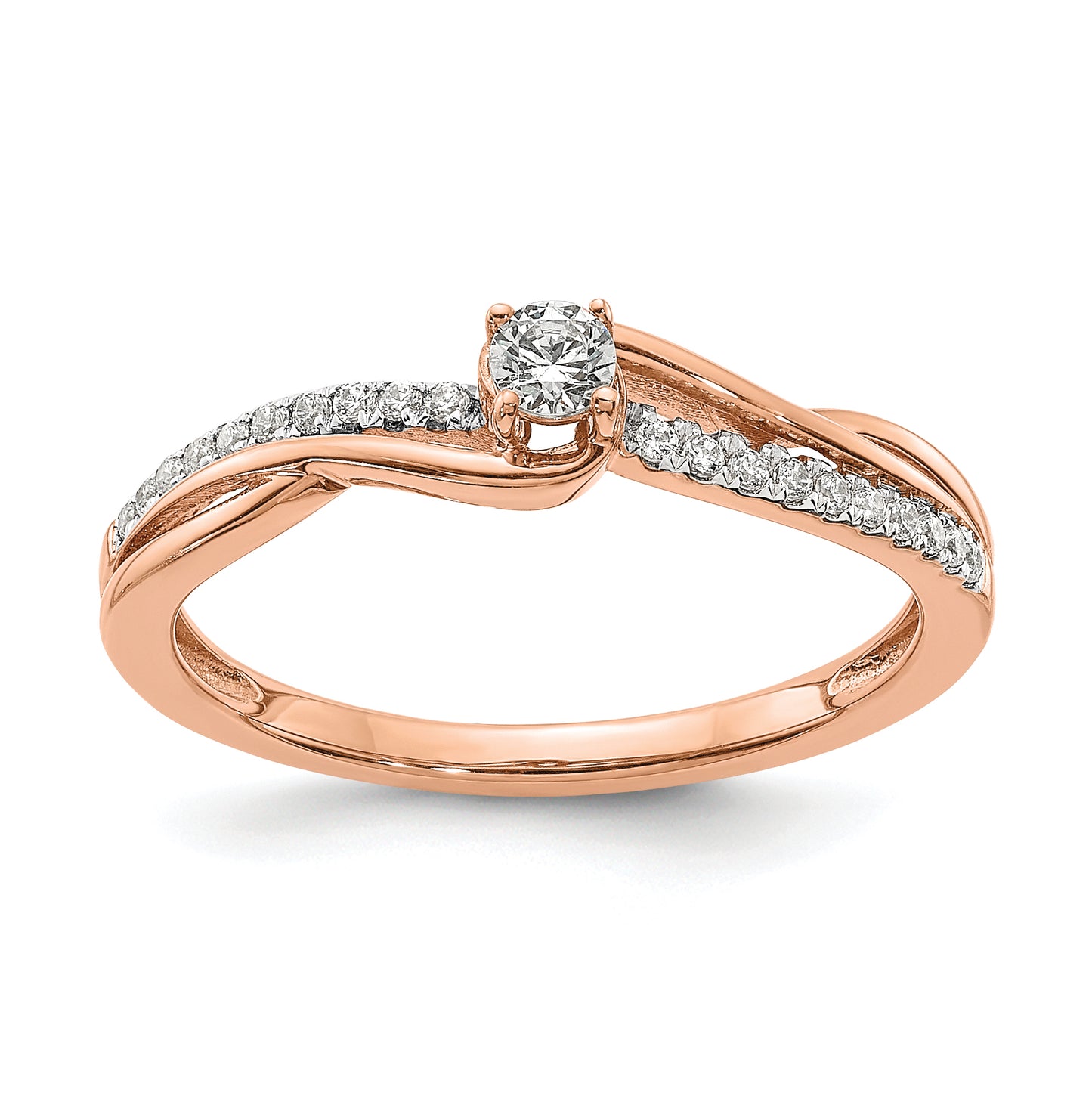 0.36ct. CZ Solid Real 14k Rose Gold Engagement Ring