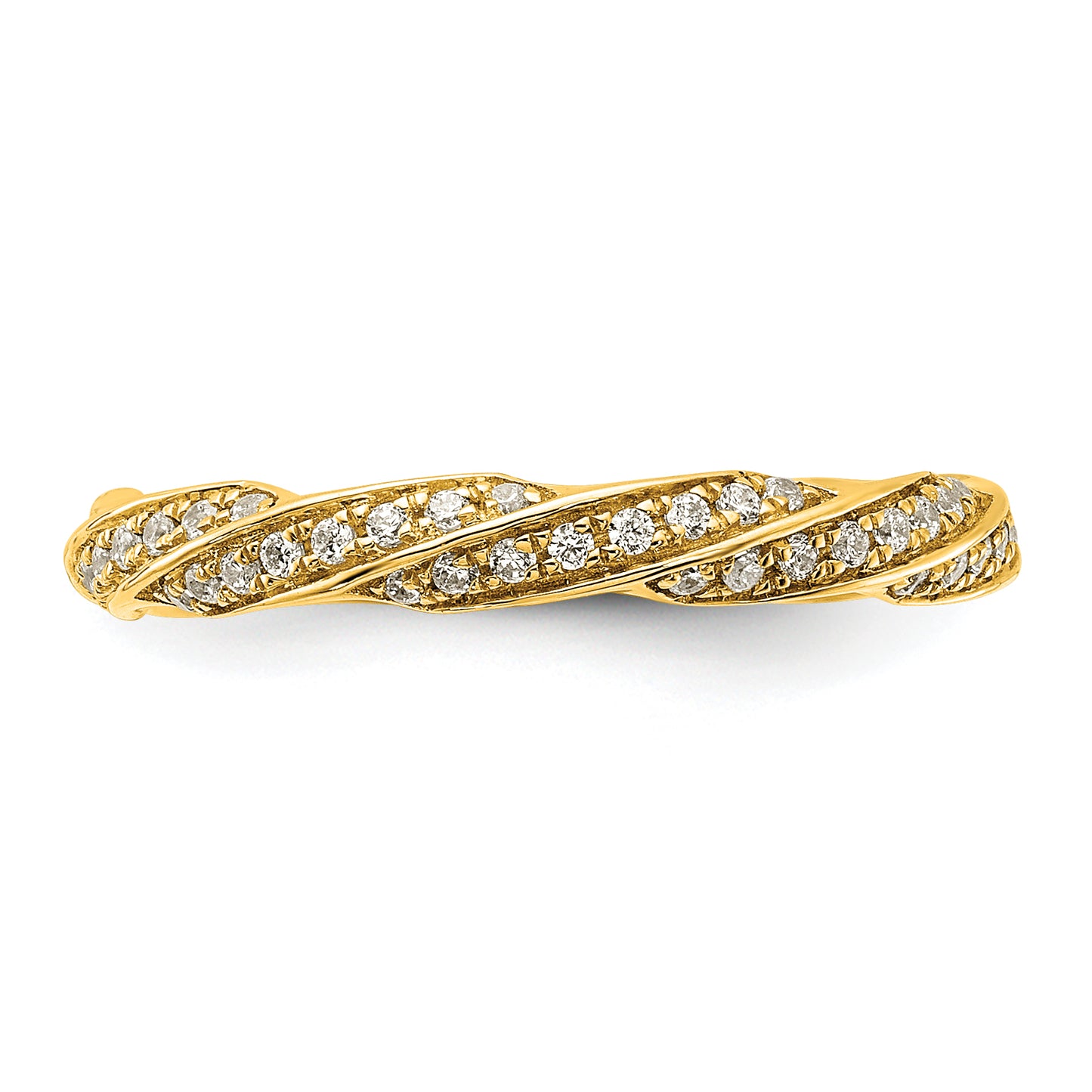 0.20ct. CZ Solid Real 14K Complete Twisted Wedding Wedding Band Ring