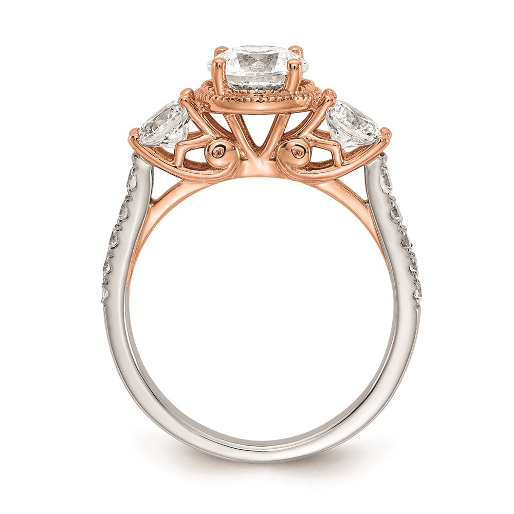 1.00ct. CZ Solid Real 14k White & Rose Gold Engagement Ring