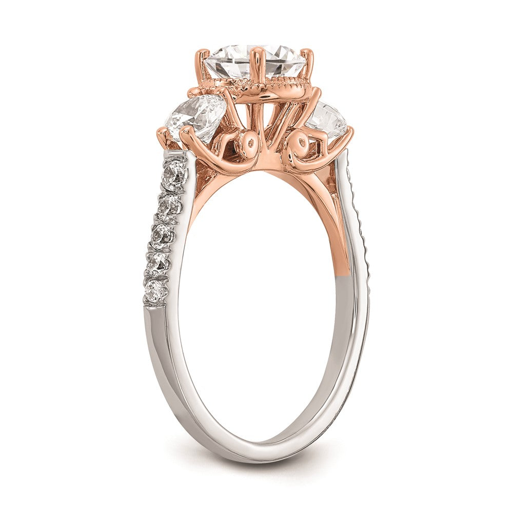 1.00ct. CZ Solid Real 14k White & Rose Gold Engagement Ring