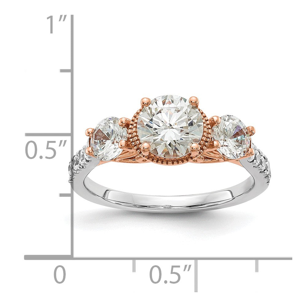 1.00ct. CZ Solid Real 14k White & Rose Gold Engagement Ring