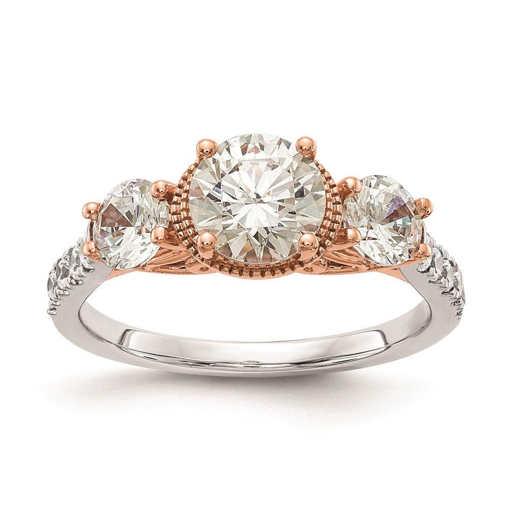 1.00ct. CZ Solid Real 14k White & Rose Gold Engagement Ring