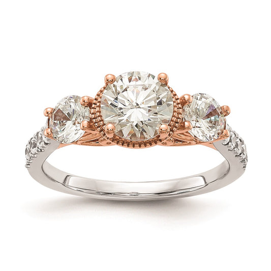 1.00ct. CZ Solid Real 14k White & Rose Gold Engagement Ring