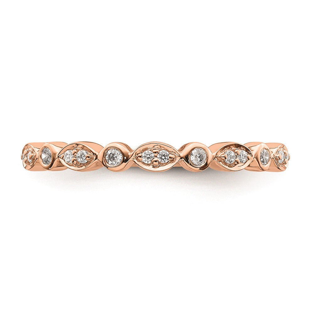 14k Rose Gold Real Diamond Set of 2 Wedding Bands