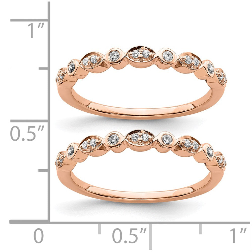 14k Rose Gold Real Diamond Set of 2 Wedding Bands