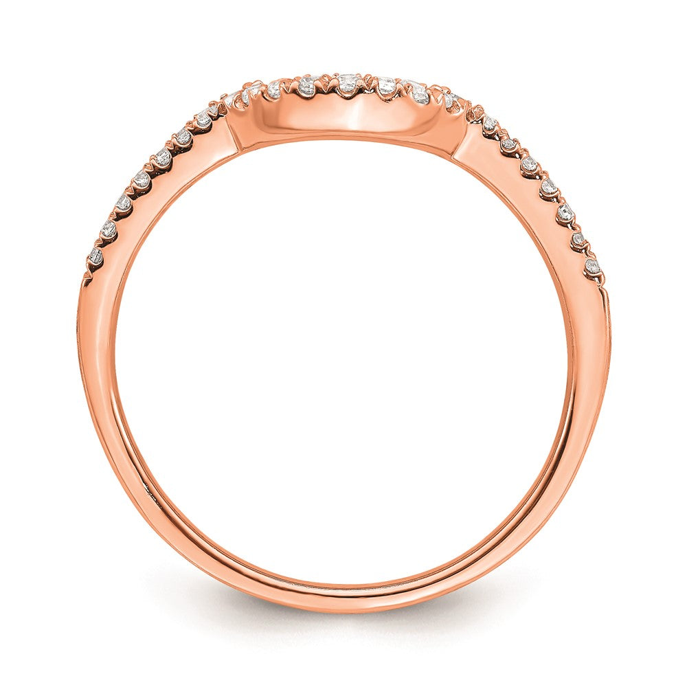 Solid 14k Rose Gold Simulated CZ Contoured Wedding Band