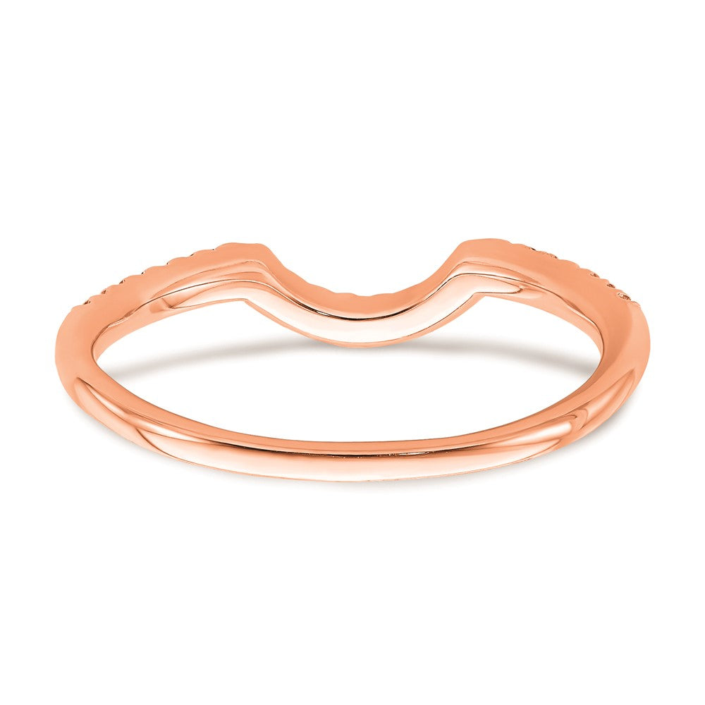 Solid 14k Rose Gold Simulated CZ Contoured Wedding Band